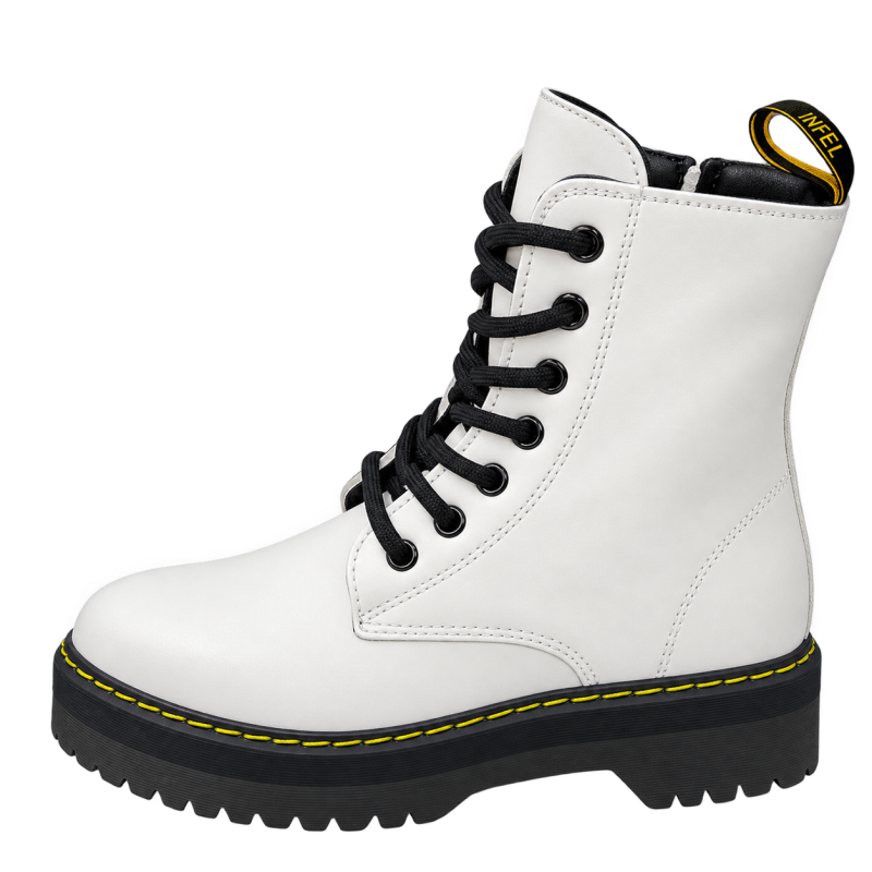 Triple Sole Micro Fibre White Boot With Far Inside