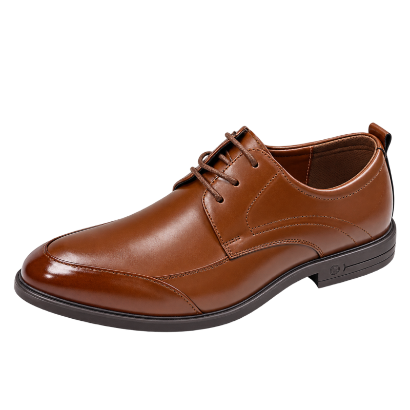 Formal Tan Brown Derby Plain Toe Premium Shoes For Men By PULLMAN