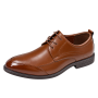 Formal Tan Brown Derby Plain Toe Premium Shoes For Men By PULLMAN