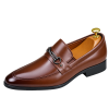 Men's Slip-On Leather Loafer Shoe Features With Silver Horsebit Buckle Detail  
