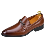 Men's Slip-On Leather Loafer Shoe Features With Silver Horsebit Buckle Detail  