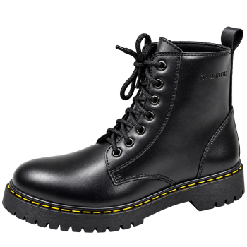 Original Black Leather Ankle Lace- Up Combat Boot By Marten Double Sole