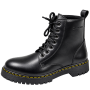 Original Black Leather Ankle Lace- Up Combat Boot By Marten Double Sole