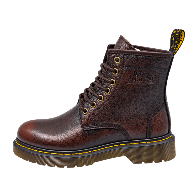 44 & 45 Special Size Broshop Brown Leather Full Boot Inspired By Marten Single Sole