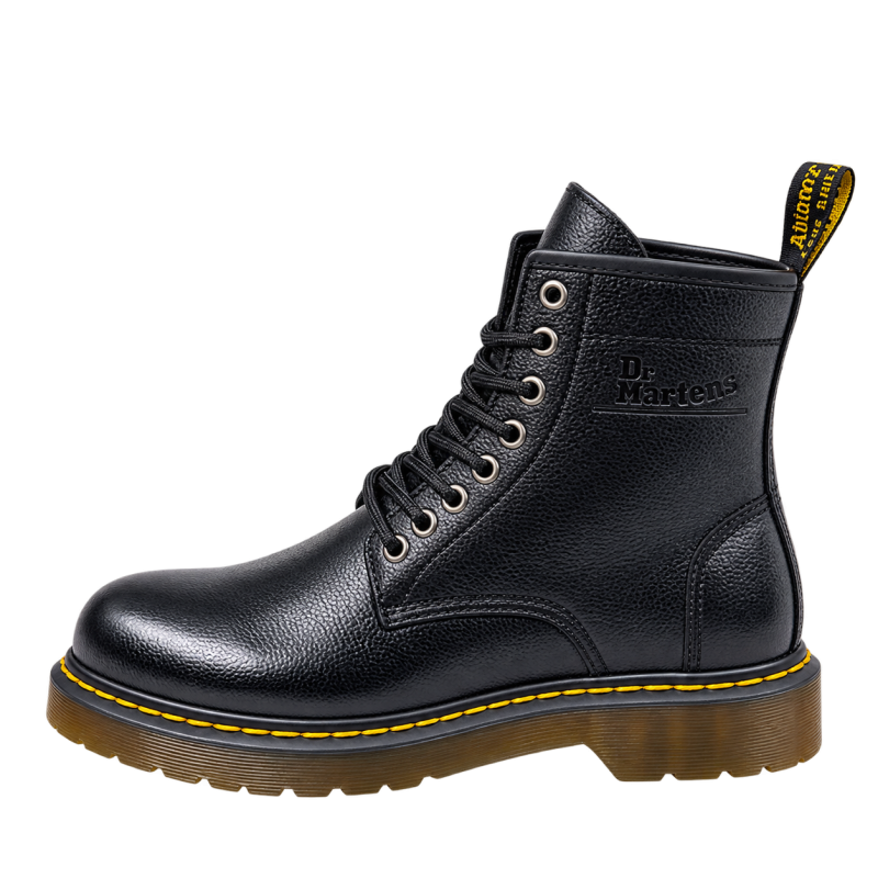 44 & 45 Special Size Black Leather Full Boot Inspired By Marten Single Sole