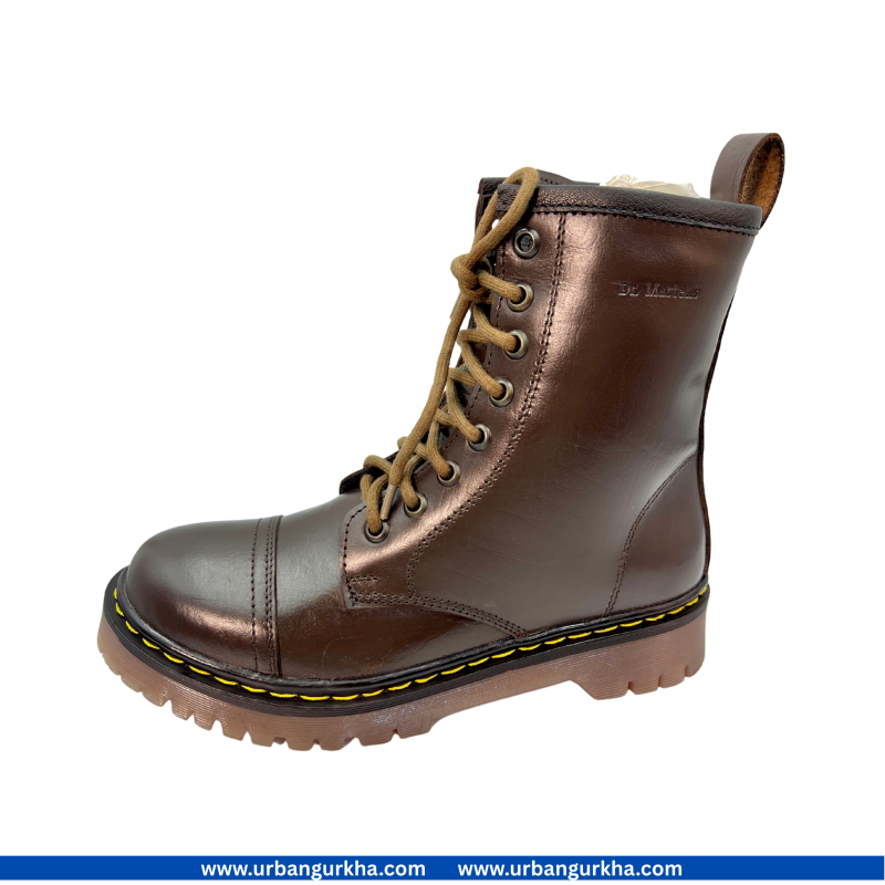 Original Leather Combat Lace-Up Side Chain Boot By Marten Double Sole