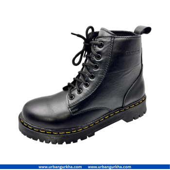 Original Black Leather Ankle Lace- Up Combat Boot By Marten Double Sole