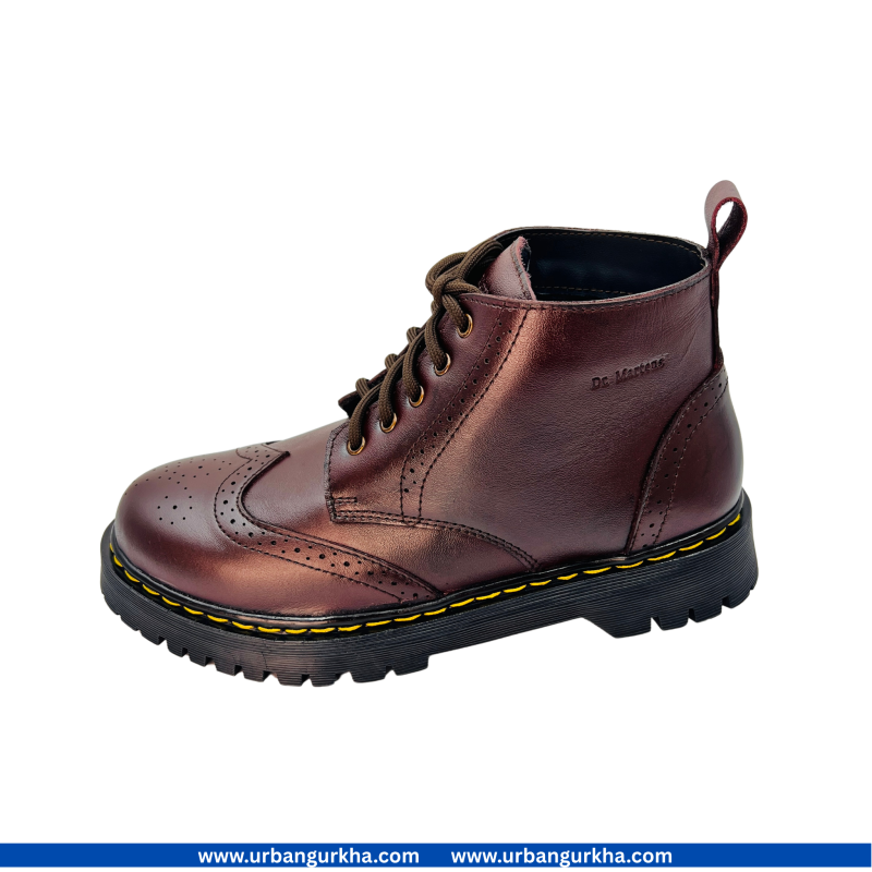 Original Brogue Leather Ankle Lace- Up Double Sole Boot By Marten