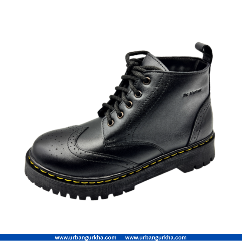 Original Brogue Leather Ankle Lace- Up Double Sole Boot By Marten