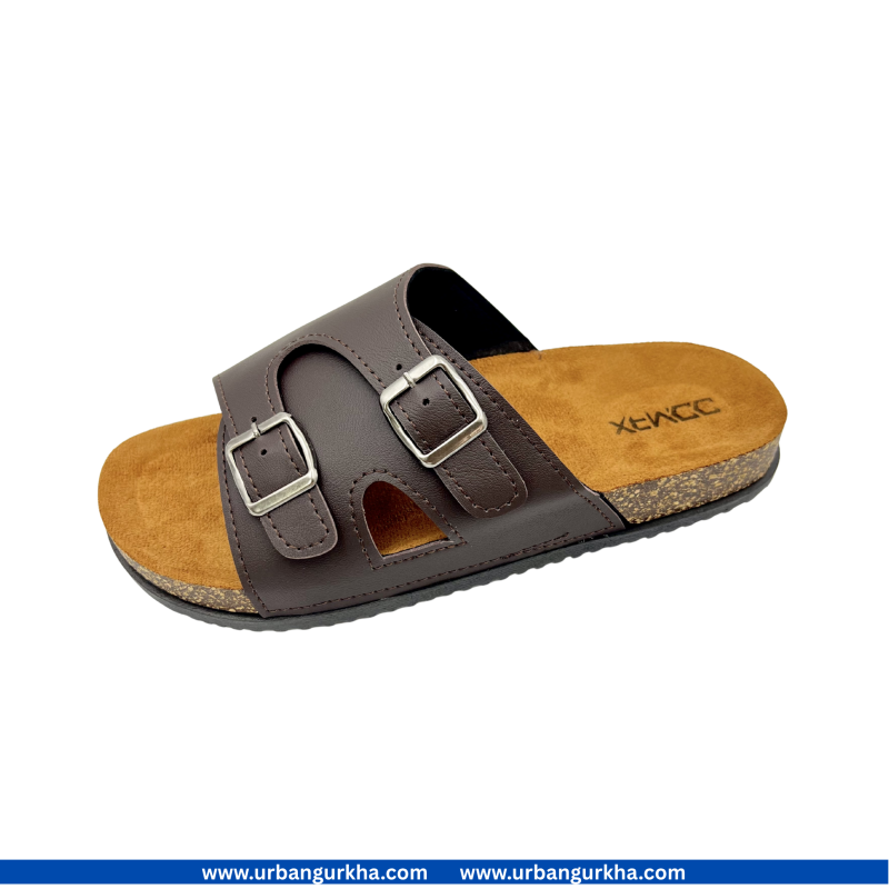 Sandals For Men With Adjustable Double Buckle In Coffee Color