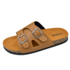 Sandals For Men With Adjustable Double Buckle In Camel Color